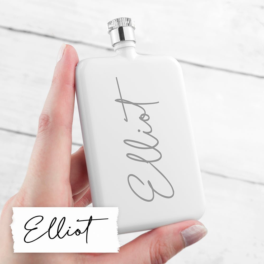 Personal handwriting hip flask, 11×6cm, wedding or anniversary gift