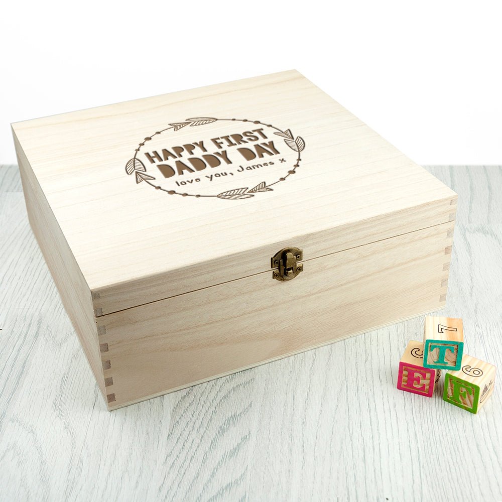 Personalised Happy First Papa Day Box - Engraved Memories