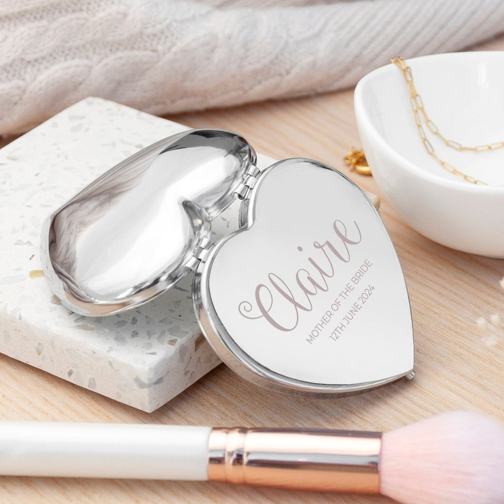 Engraved compact mirror gift for her