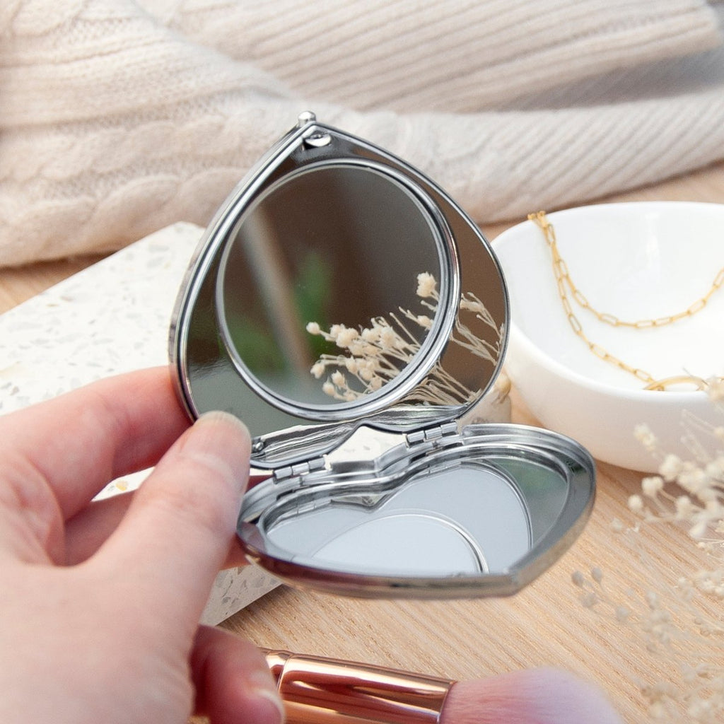Bridal compact mirror engraved with name