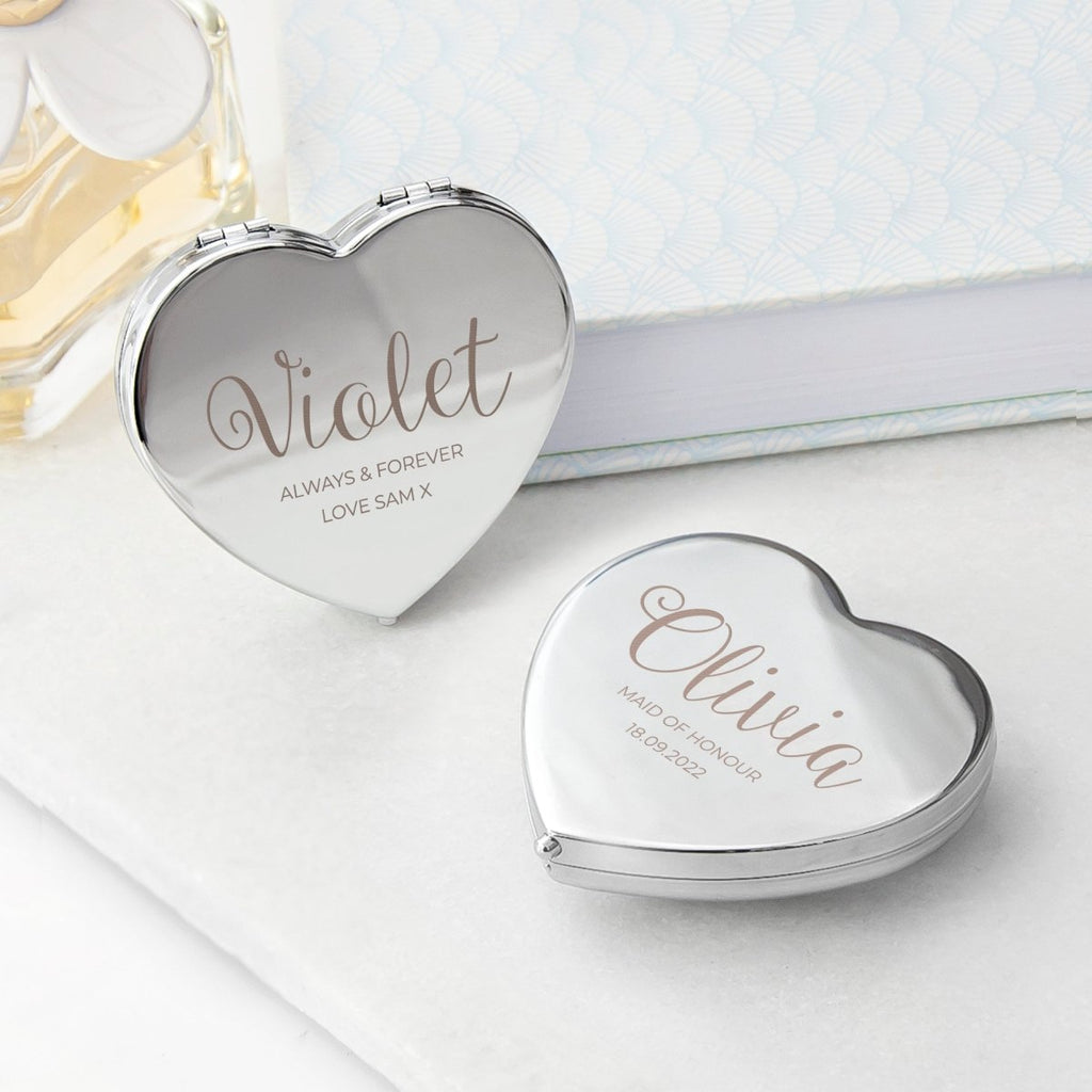 Pocket mirror for her with custom engraving

