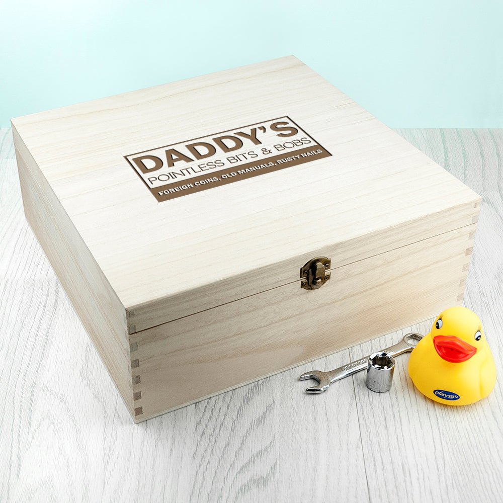 Personalised His Pointless Bits & Bobs Box - Engraved Memories