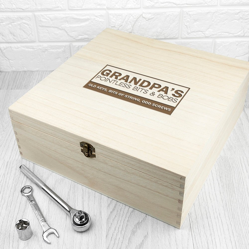 Personalised His Pointless Bits & Bobs Box - Engraved Memories