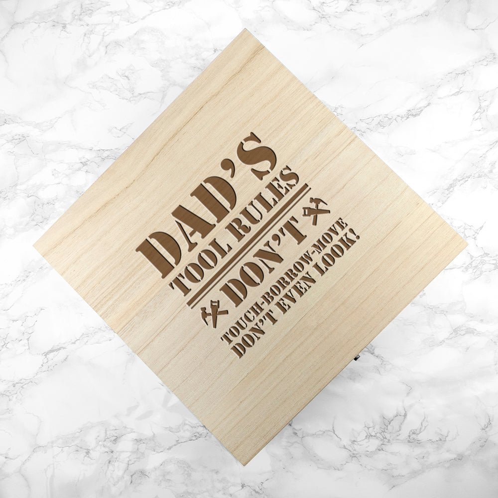 Personalised His Tools His Rules Tool Box - Engraved Memories