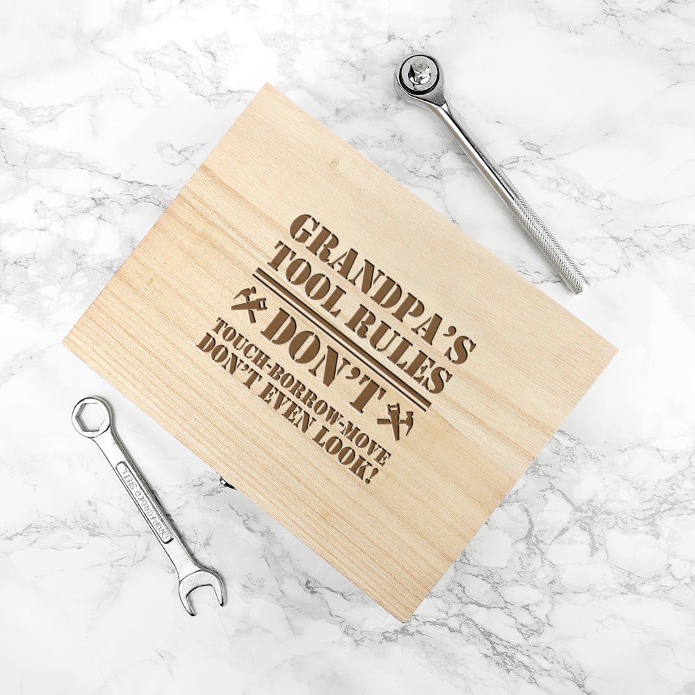 Personalised His Tools His Rules Tool Box - Engraved Memories