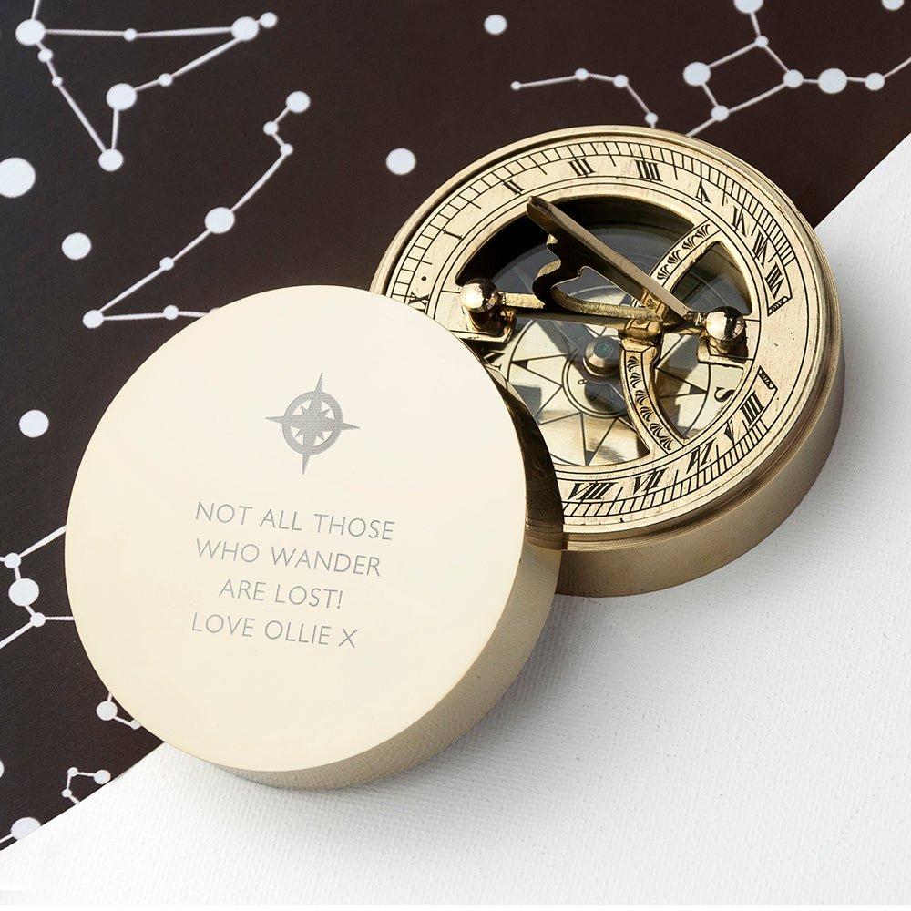 Personalised Iconic Adventurer's Sundial Compass - Engraved Memories