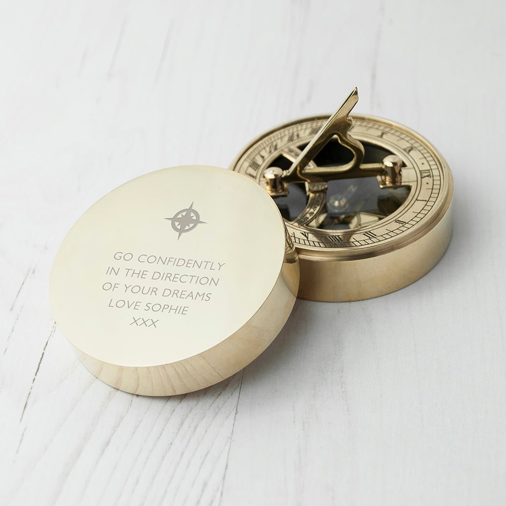 Personalised Iconic Adventurer's Sundial Compass - Engraved Memories