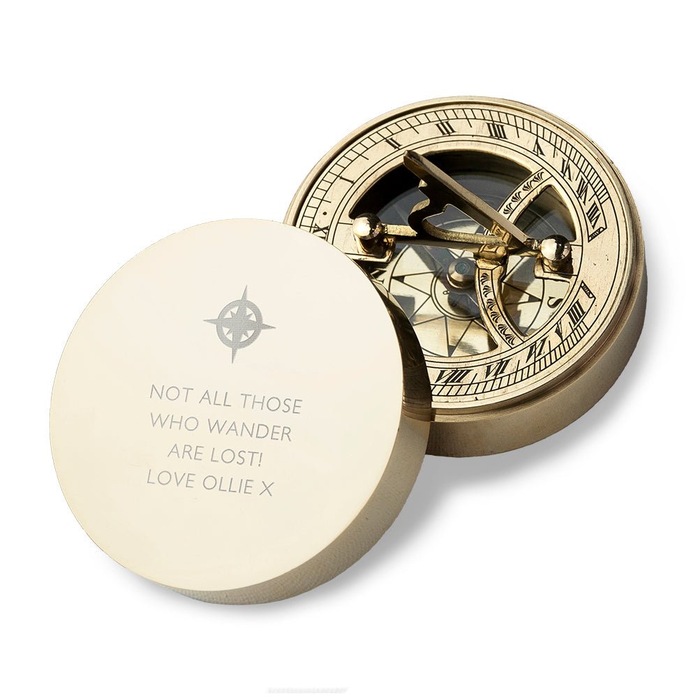 Personalised Iconic Adventurer's Sundial Compass - Engraved Memories