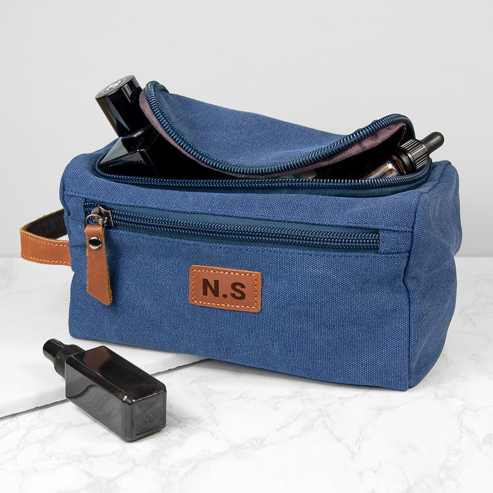 Personalised Jetsetter Denim Wash Bag - Engraved Memories