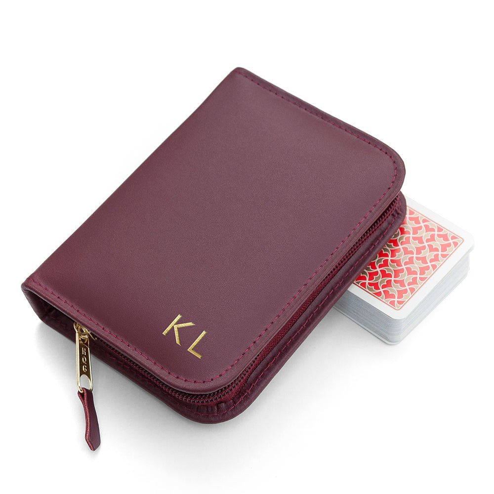 Personalised Leather Double Playing Card Case - Engraved Memories