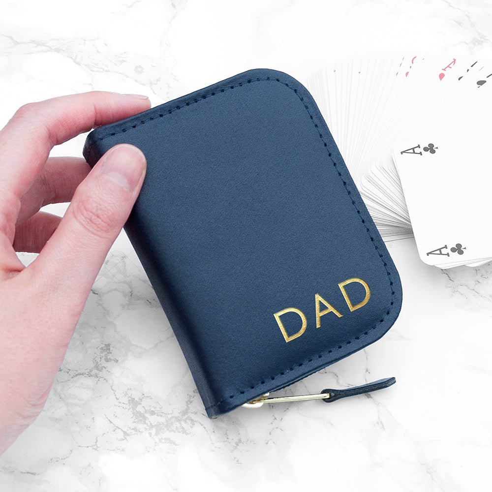 Personalised Leather Single Playing Cards Case - Engraved Memories