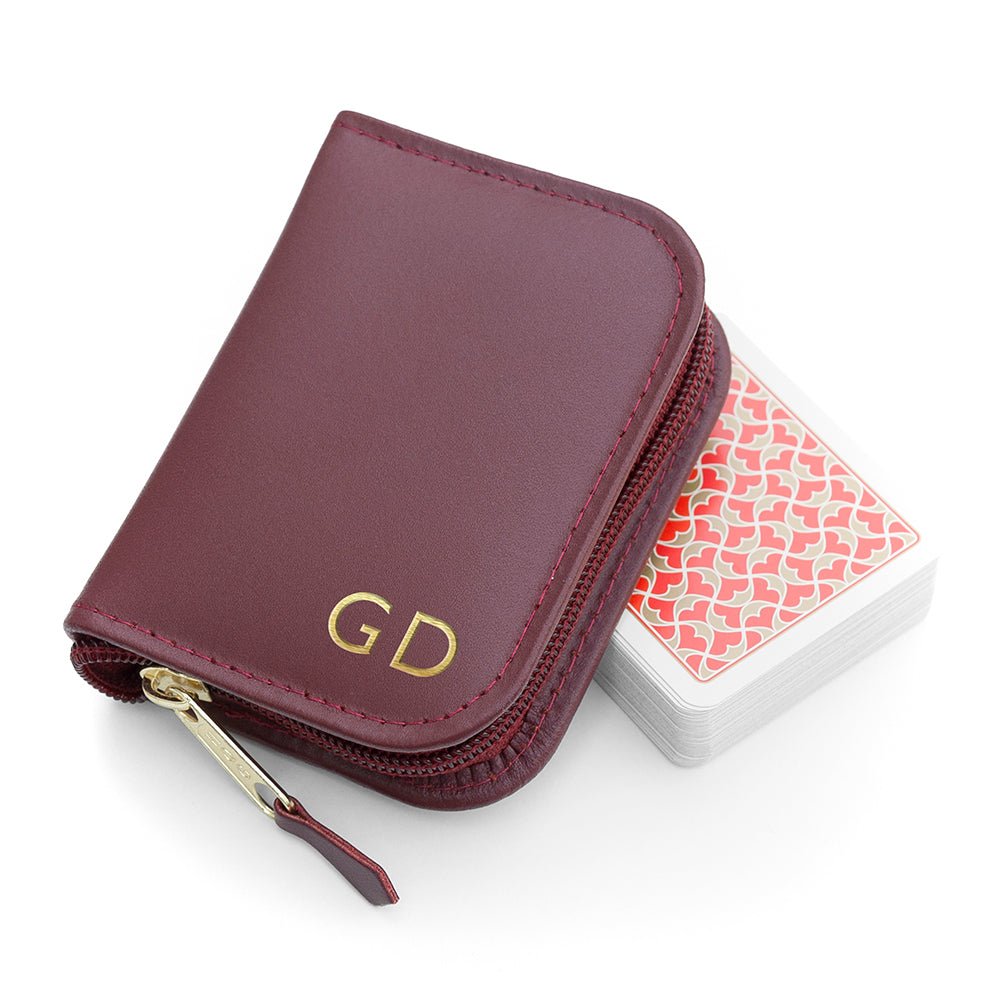 Personalised Leather Single Playing Cards Case - Engraved Memories