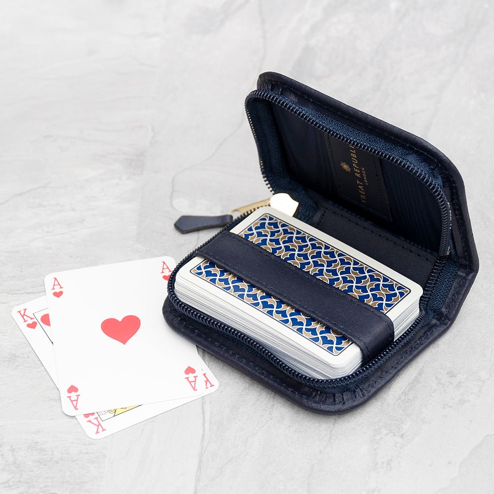 Personalised Leather Single Playing Cards Case - Engraved Memories