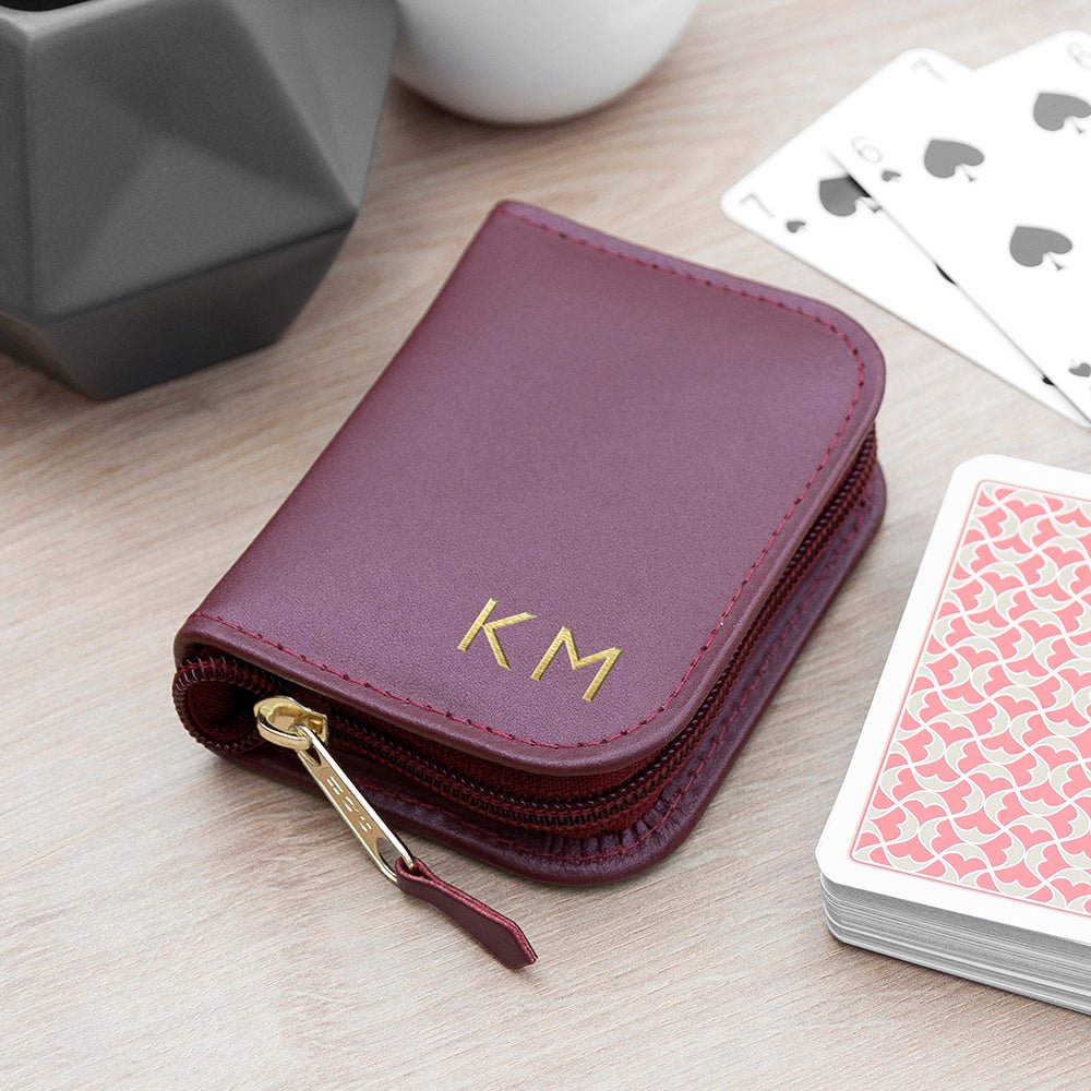 Personalised Leather Single Playing Cards Case - Engraved Memories