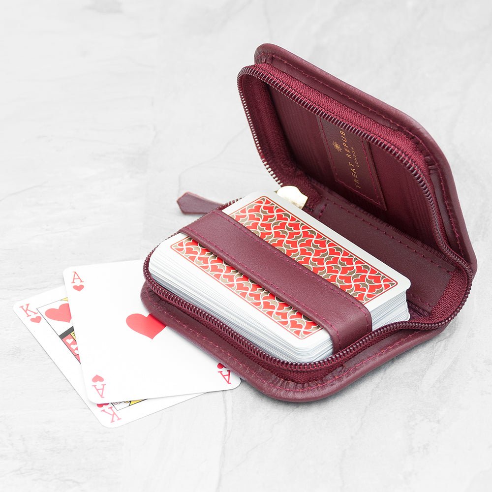 Personalised Leather Single Playing Cards Case - Engraved Memories