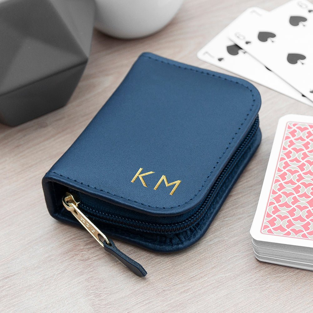 Personalised Leather Single Playing Cards Case - Engraved Memories