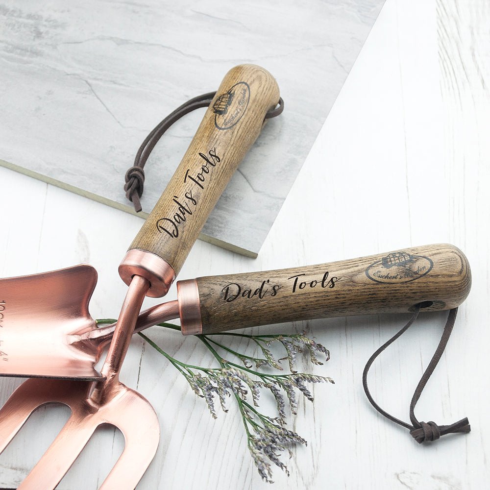 Personalised Luxe Copper Trowel and Fork Set - Engraved Memories