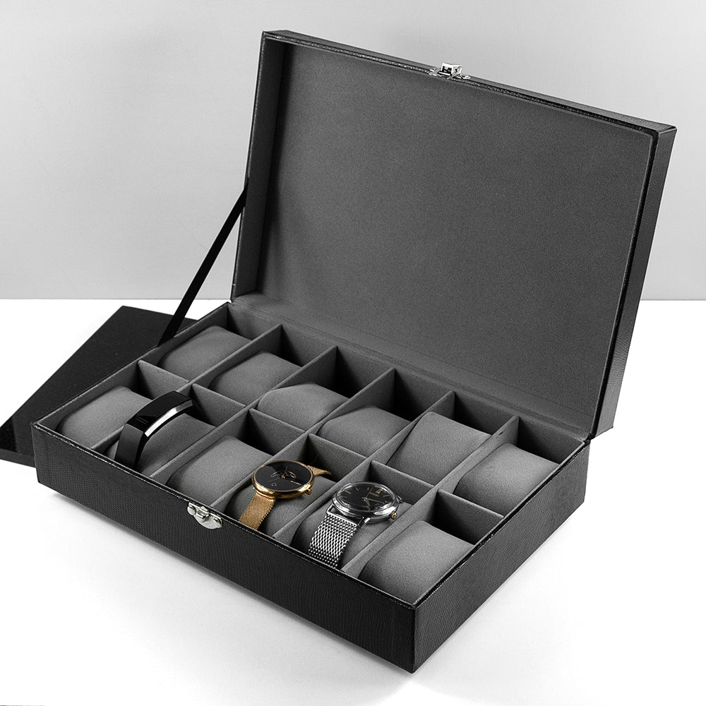 Personalised Luxury 12 Piece Watch Box - Engraved Memories