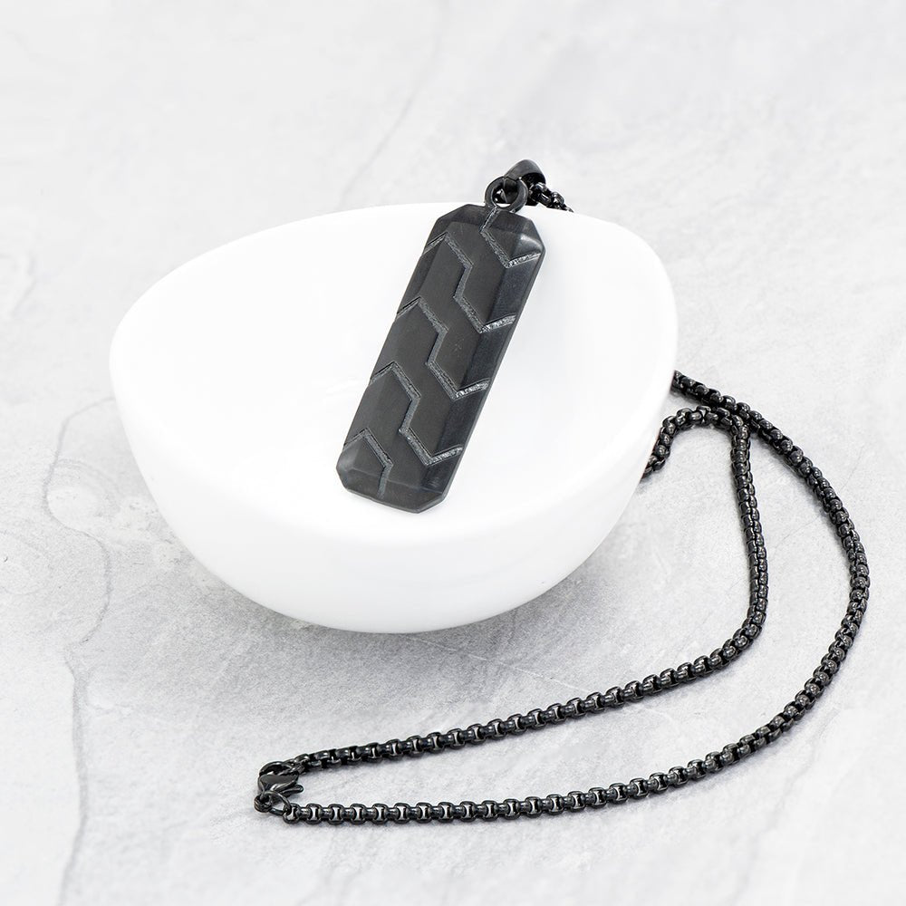 Personalised Men's Black Steel Dog Tag Necklace - Engraved Memories