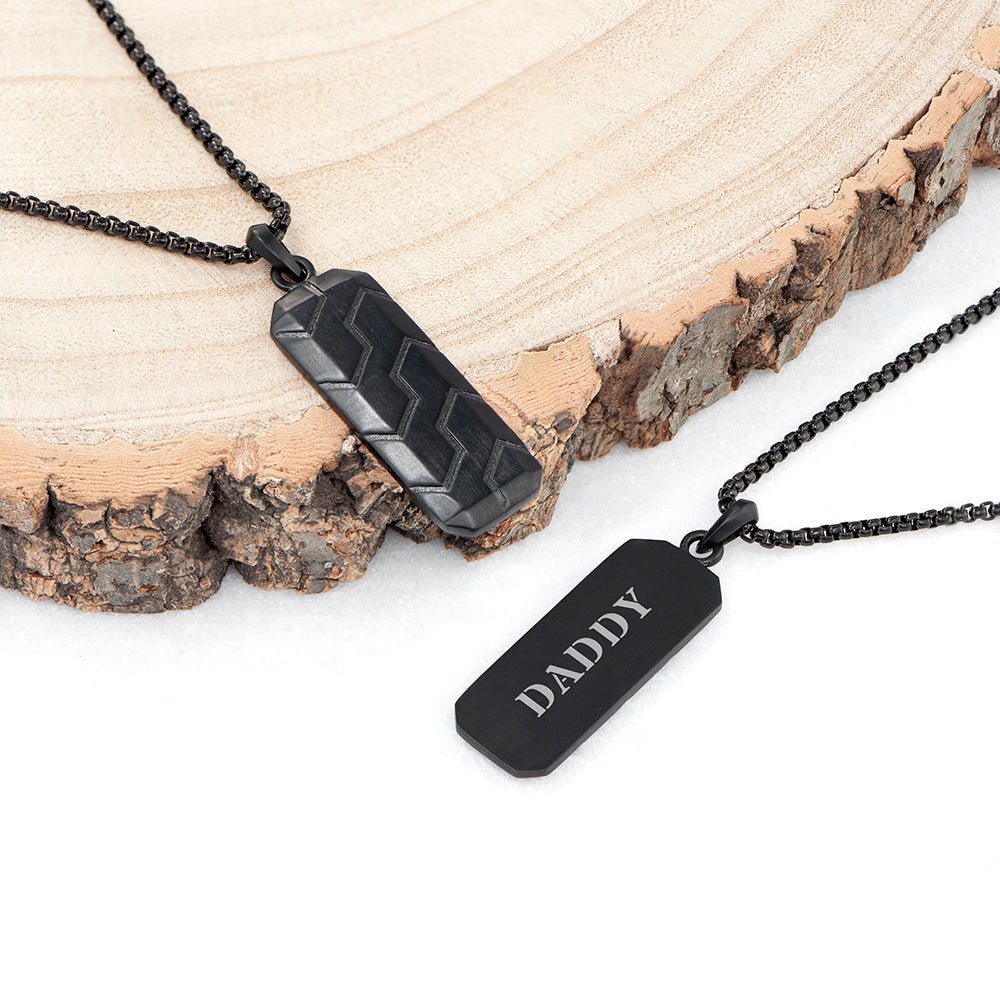 Personalised Men's Black Steel Dog Tag Necklace - Engraved Memories