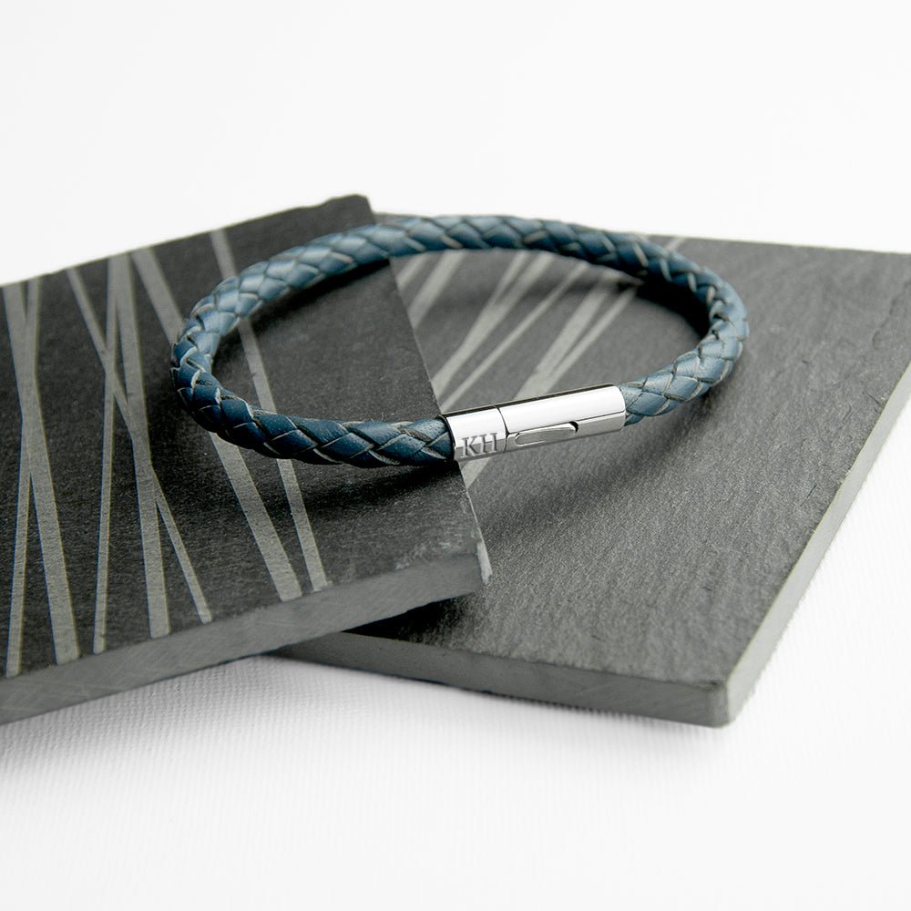 Personalised Men's Capsule Tube Woven Bracelet In Aegean Blue - Engraved Memories