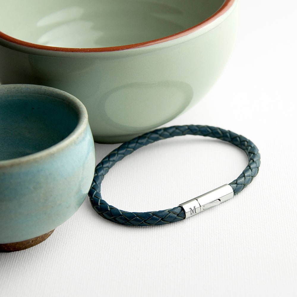 Personalised Men's Capsule Tube Woven Bracelet In Aegean Blue - Engraved Memories