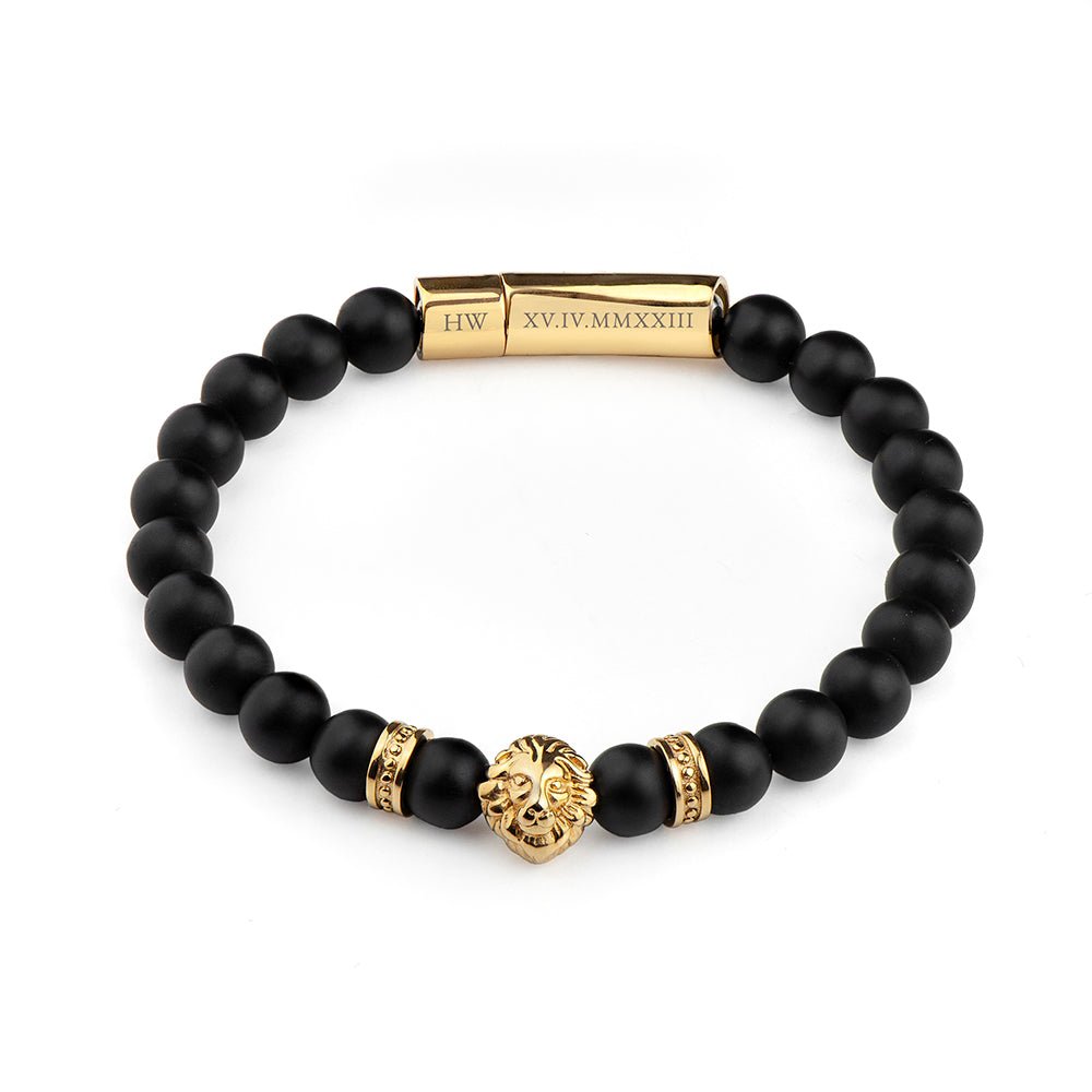 Personalised Men's Golden Lion Bracelet - Engraved Memories