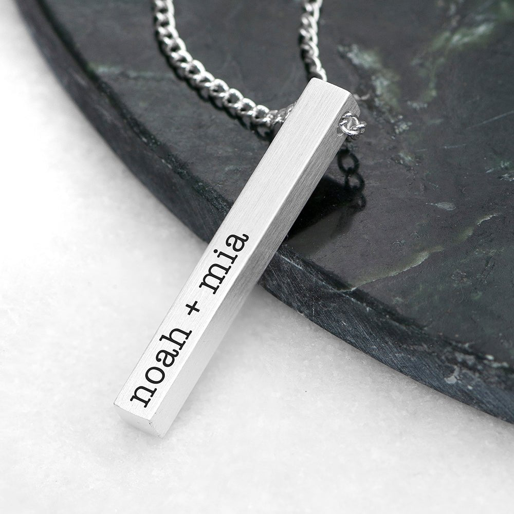 Men's Silver Bar Necklace Treat Republic Custom Engraved