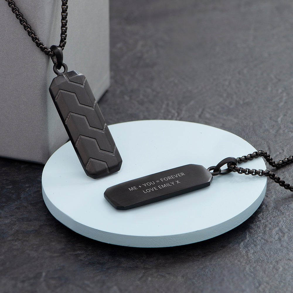 Personalised Men's Tyretread Stone Necklace - Engraved Memories