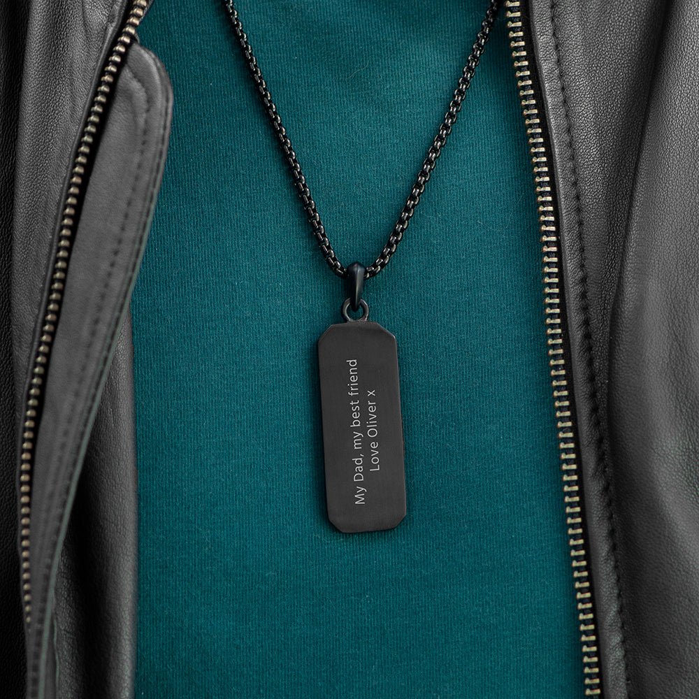 Personalised Men's Tyretread Stone Necklace - Engraved Memories