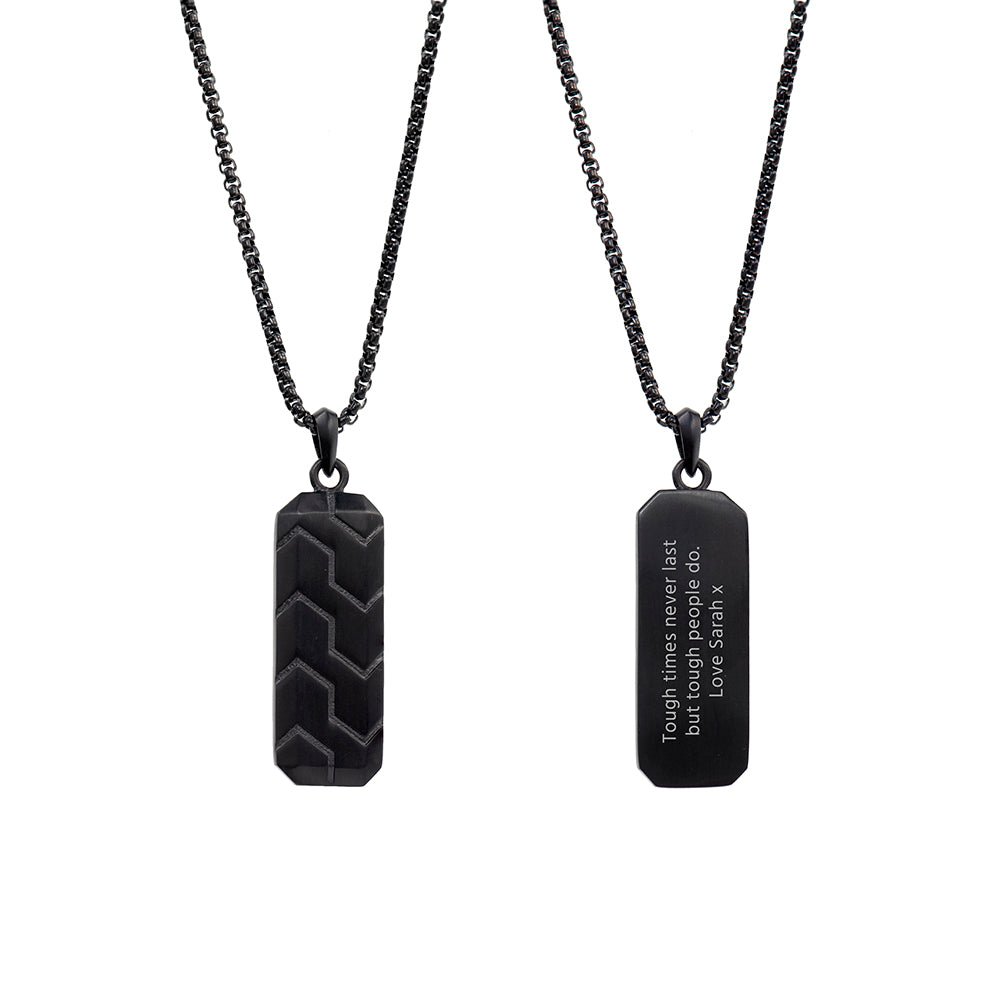 Personalised Men's Tyretread Stone Necklace - Engraved Memories