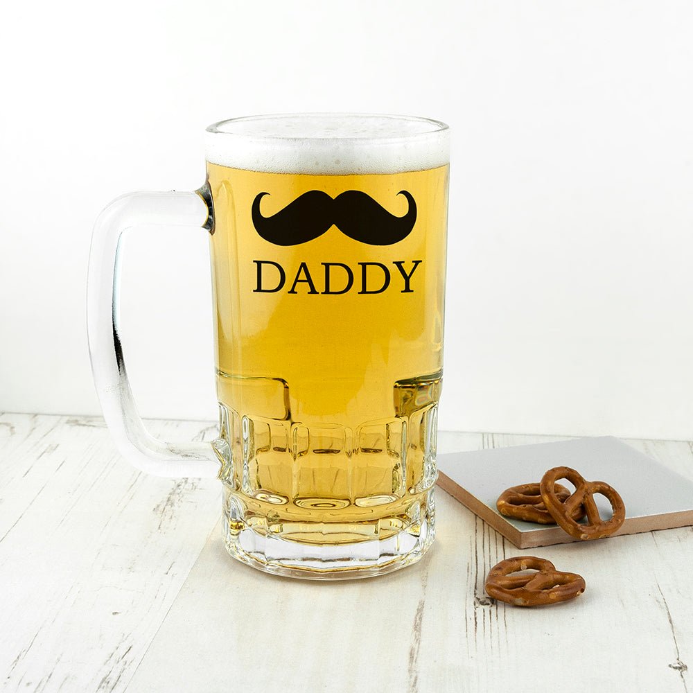 Custom beer glass with moustache design