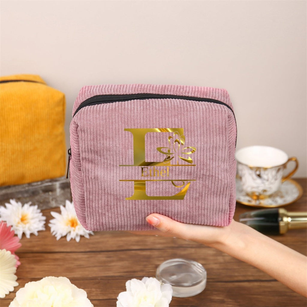Personalised Name Makeup Bag – Custom Cosmetic Pouch Gift for Women - Engraved Memories