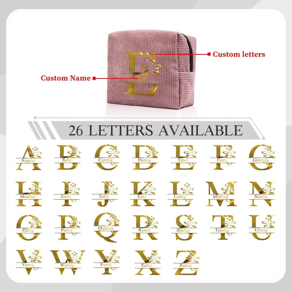Personalised Name Makeup Bag – Custom Cosmetic Pouch Gift for Women - Engraved Memories