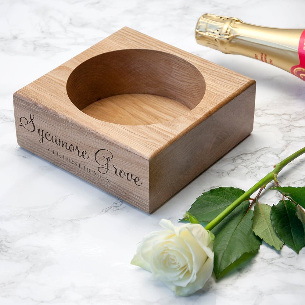 Rustic champagne holder with custom message
