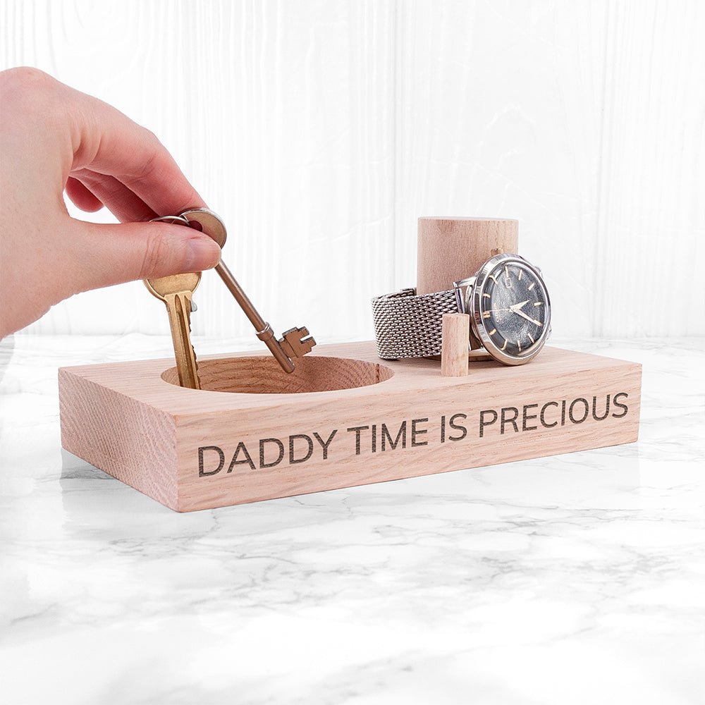 Personalised Oak Wood Watch Stand - Engraved Memories