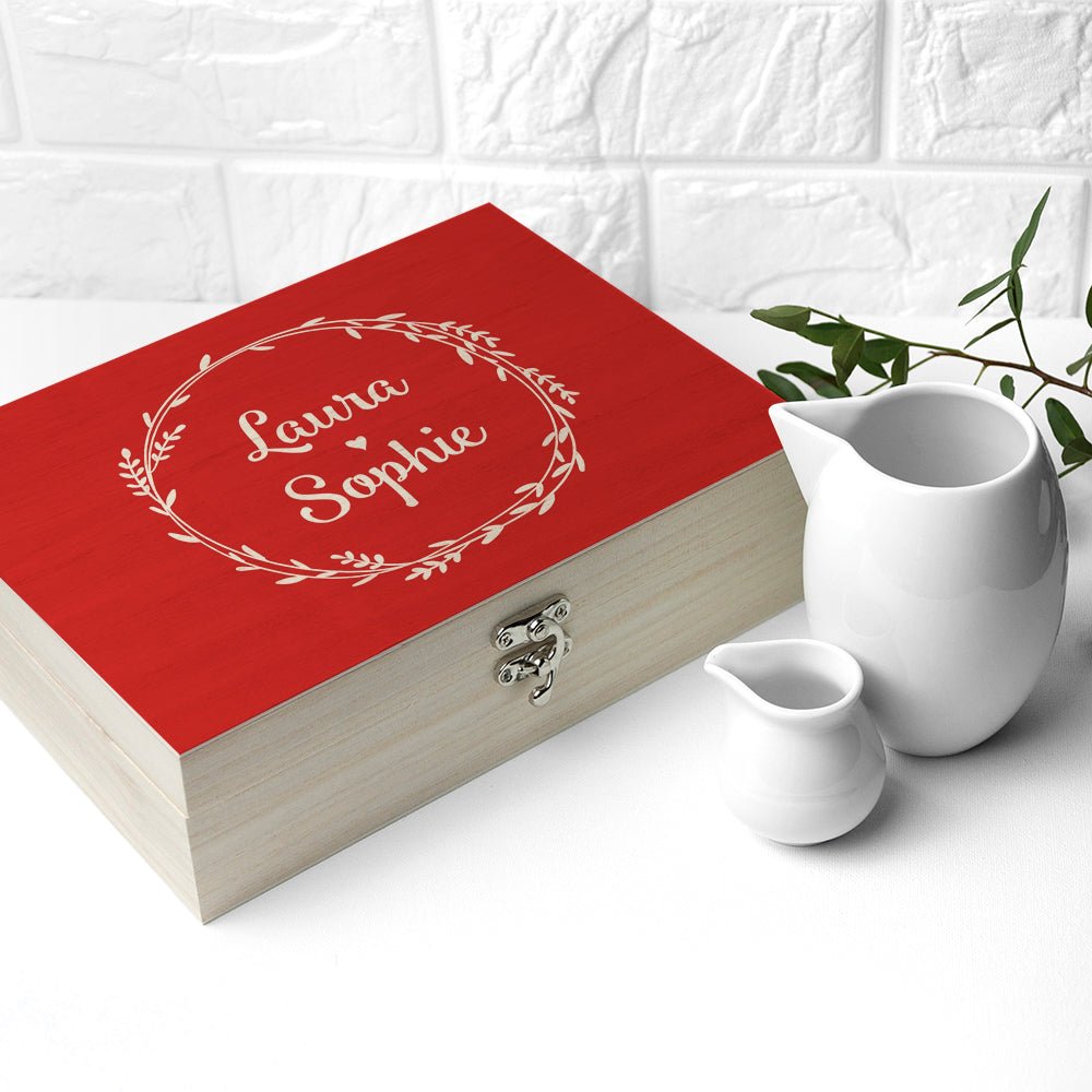 Wooden tea chest with traditional tea flavours