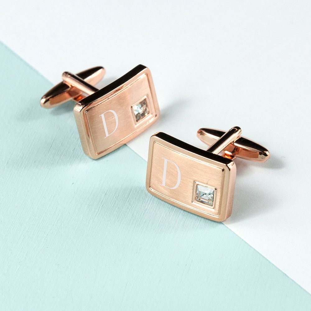 Rose gold cufflinks engraved with up to 2 initials