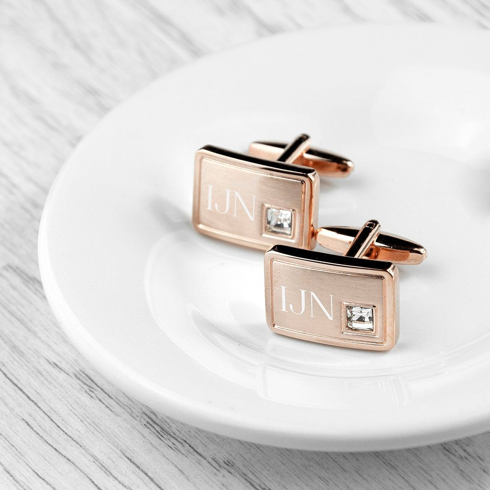 Elegant rose gold plated cufflinks, 2×2cm size