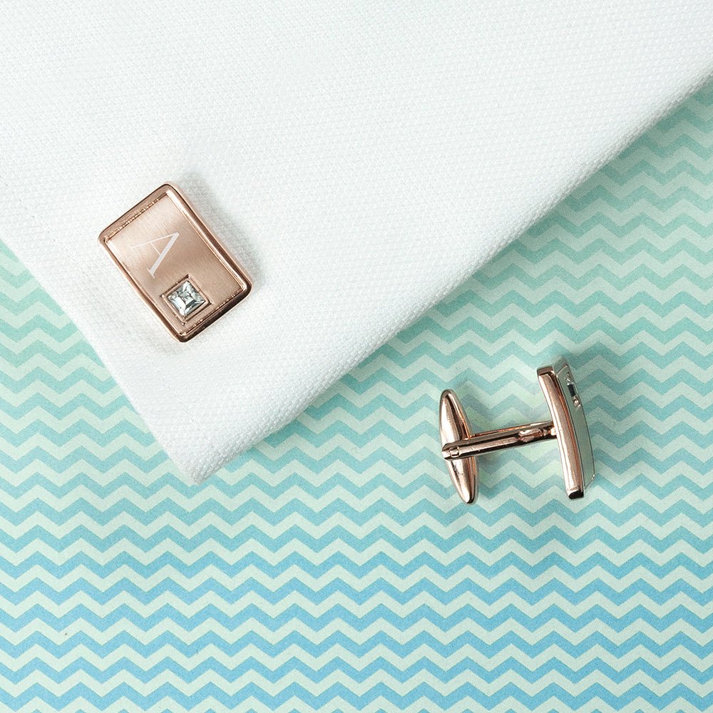 Crystal-detailed cufflinks in rose gold finish