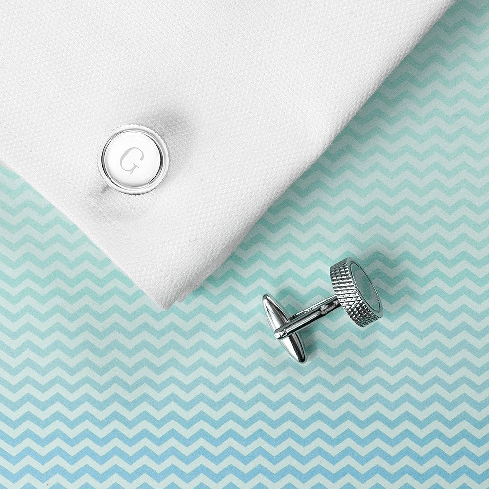 Personalised rhodium cufflinks, 2cm, elegant gift for him