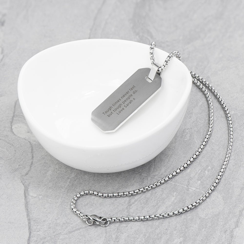 Personalised Silver Men's Dog Tag Necklace - Engraved Memories