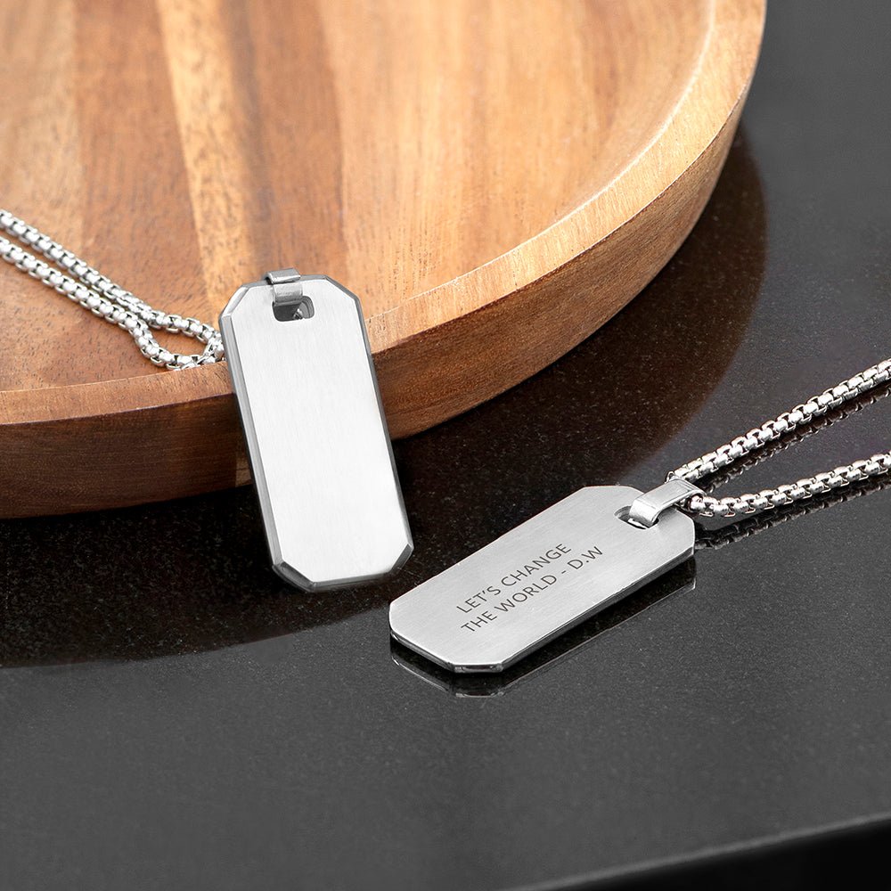 Personalised Silver Men's Dog Tag Necklace - Engraved Memories