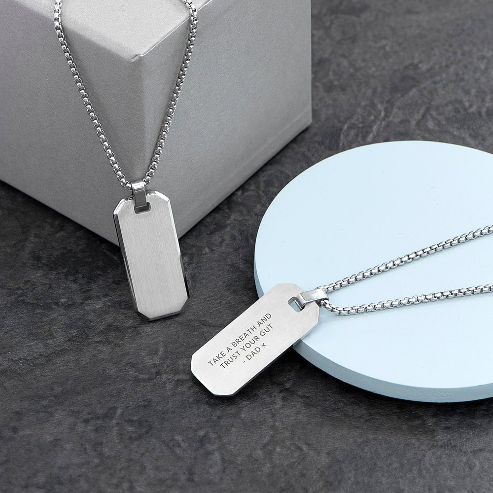 Personalised Silver Men's Dog Tag Necklace - Engraved Memories