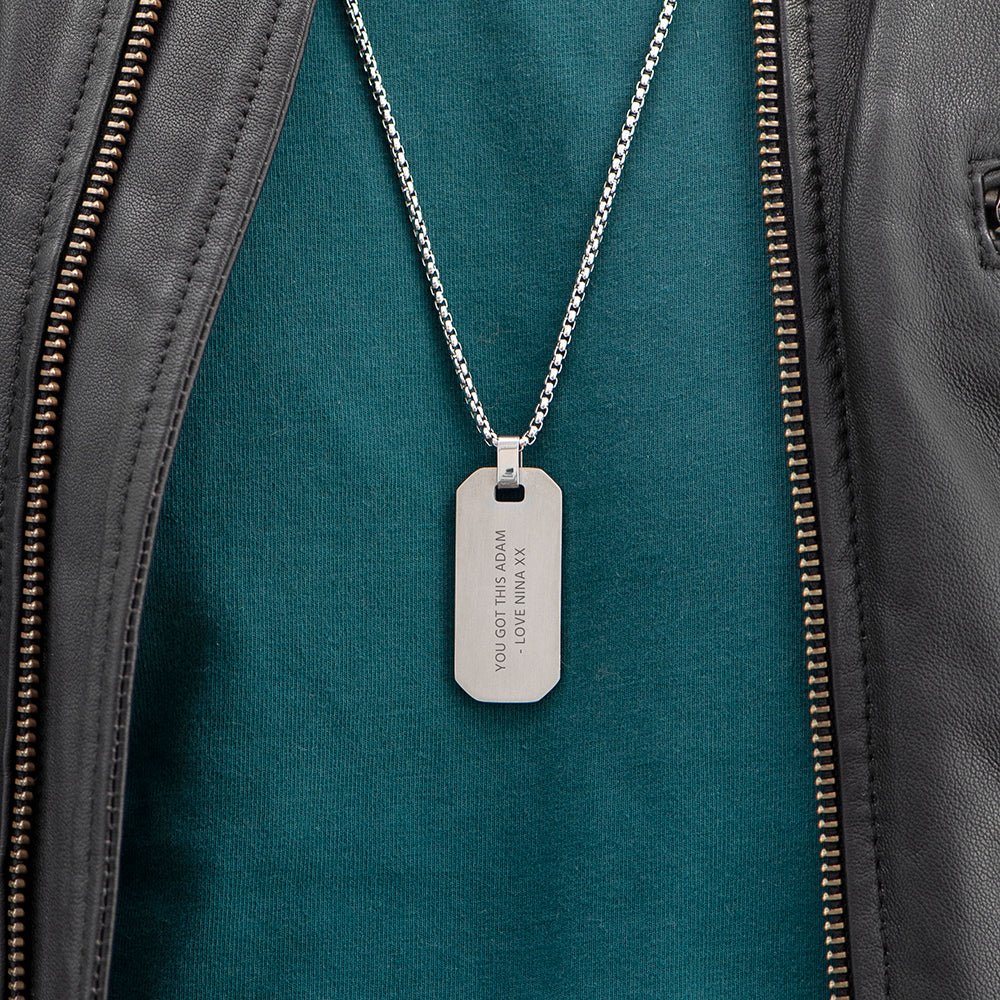 Personalised Silver Men's Dog Tag Necklace - Engraved Memories