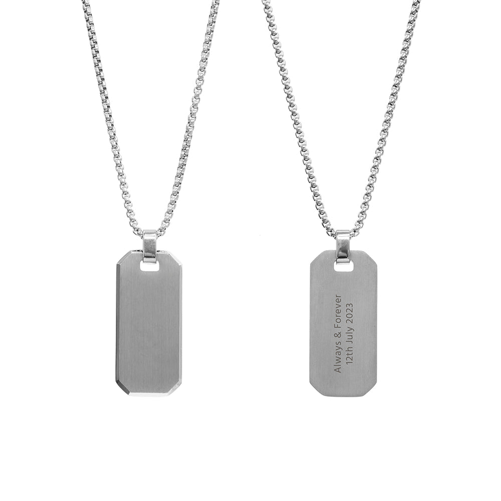 Personalised Silver Men's Dog Tag Necklace - Engraved Memories
