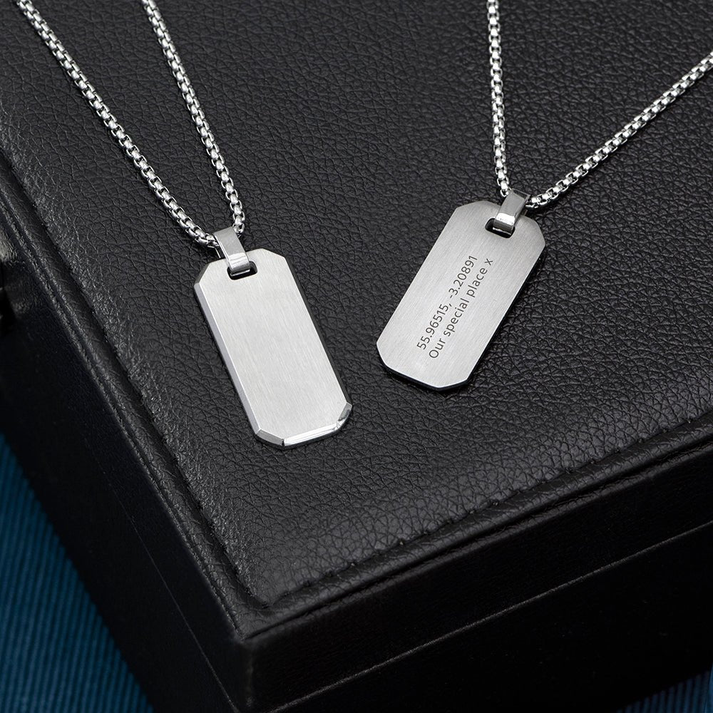 Personalised Silver Men's Dog Tag Necklace - Engraved Memories