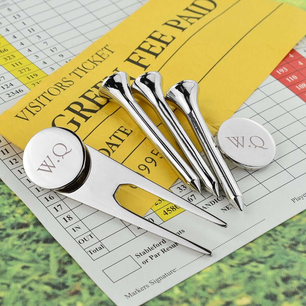 Personalised Silver Plated Golf Tee Gift Set - Engraved Memories