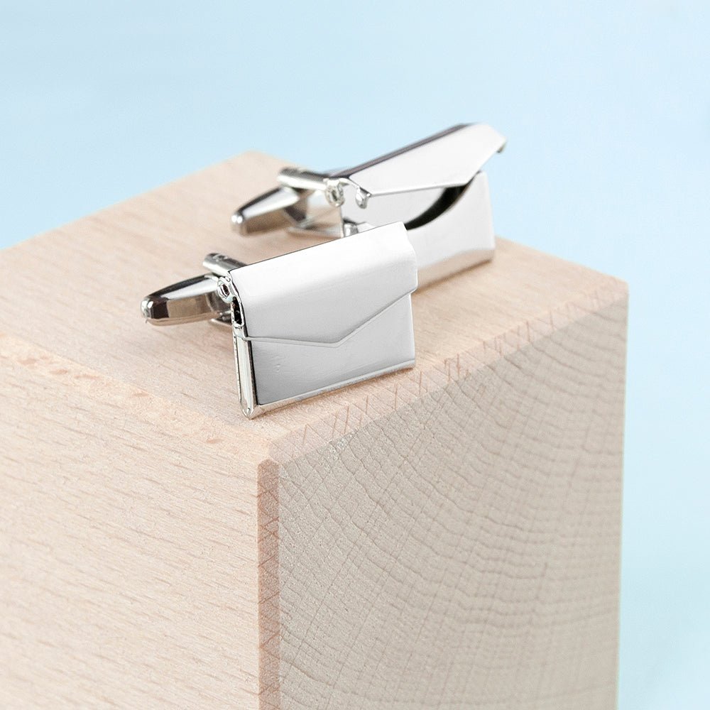 Personalised Silver Secret Message Envelope Cufflinks - Engraved Memories