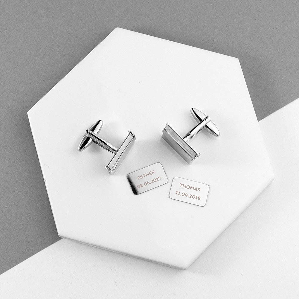 Personalised Silver Secret Message Envelope Cufflinks - Engraved Memories